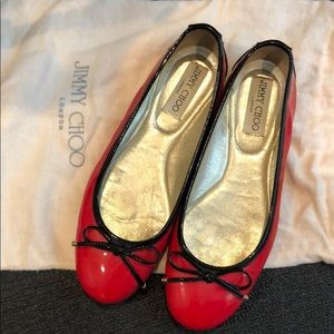 Jimmy Choo Red Patent Leather Ballet Flats Size 7M